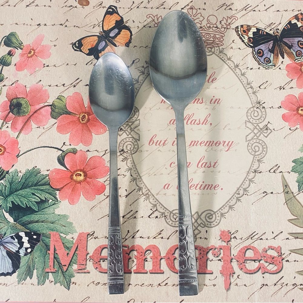 Vintage Stainless Steel Flatware Table Tea Spoon Set of 2 S1515B China